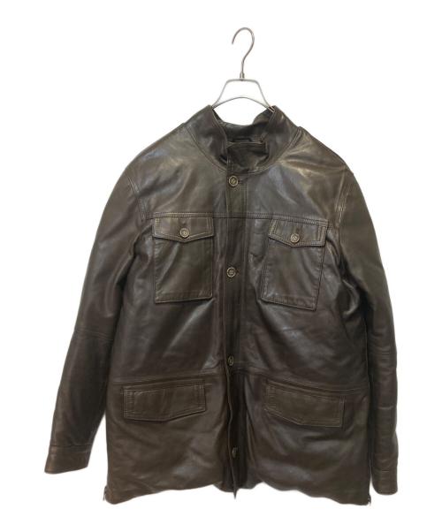 EMMETI（エンメティ）EMMETI (エンメティ) レザーダウンジャケット ブラウン サイズ:Mの古着・服飾アイテム