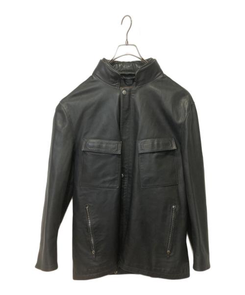 LOUIS VUITTON（ルイ ヴィトン）LOUIS VUITTON (ルイ ヴィトン) カーフレザージャケット ブラック サイズ:52の古着・服飾アイテム
