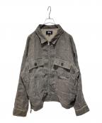 stussyステューシー）の古着「Boxy Linen Zip Jacket」｜グレー