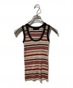 JIL SANDERジルサンダー）の古着「シルク混ボーダーN/Sニット」｜ベージュ×オレンジ