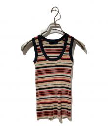 JIL SANDER（ジルサンダー）の古着「シルク混ボーダーN/Sニット」｜ベージュ×オレンジ