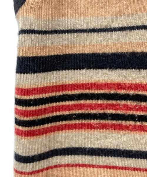 JIL SANDER（ジルサンダー）JIL SANDER (ジルサンダー) シルク混ボーダーN/Sニット ベージュ×オレンジ サイズ:FREEの古着・服飾アイテム