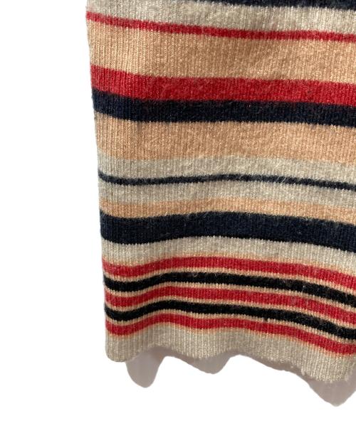 JIL SANDER（ジルサンダー）JIL SANDER (ジルサンダー) シルク混ボーダーN/Sニット ベージュ×オレンジ サイズ:FREEの古着・服飾アイテム