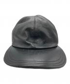 PRADAプラダ）の古着「レザーキャップ」｜ブラウン