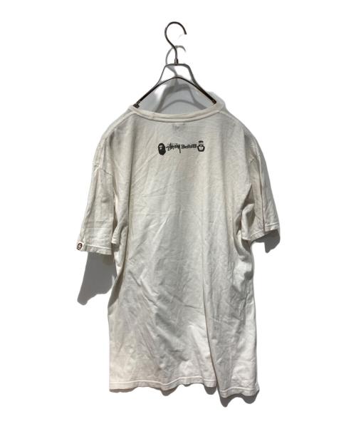 stussy（ステューシー）stussy (ステューシー) A BATHING APE (ア ベイシング エイプ) 半袖Tシャツ ホワイト サイズ:LARGEの古着・服飾アイテム