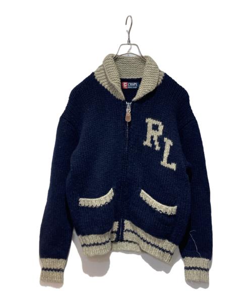 CHAPS RALPH LAUREN（チャップス ラルフローレン）CHAPS RALPH LAUREN (チャップス ラルフローレン) カウチンニットカーディガン ネイビー×グレー サイズ:Mの古着・服飾アイテム