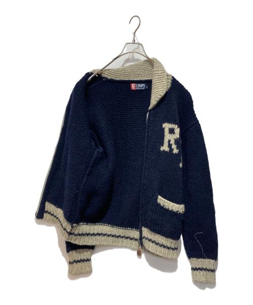 CHAPS RALPH LAUREN（チャップス ラルフローレン）CHAPS RALPH LAUREN (チャップス ラルフローレン) カウチンニットカーディガン ネイビー×グレー サイズ:Mの古着・服飾アイテム