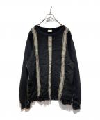 DRIES VAN NOTENドリスヴァンノッテン）の古着「フリンジストライプスウェット」｜ブラック