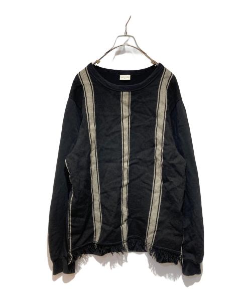 DRIES VAN NOTEN（ドリスヴァンノッテン）DRIES VAN NOTEN (ドリスヴァンノッテン) フリンジストライプスウェット ブラック サイズ:Sの古着・服飾アイテム
