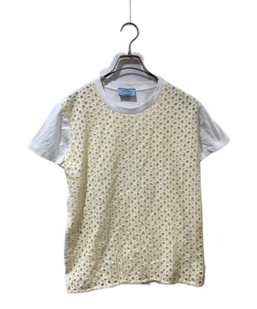 PRADA（プラダ）PRADA (プラダ) カットワークTee イエロー×ホワイト サイズ:Sの古着・服飾アイテム