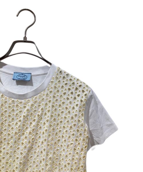 PRADA（プラダ）PRADA (プラダ) カットワークTee イエロー×ホワイト サイズ:Sの古着・服飾アイテム