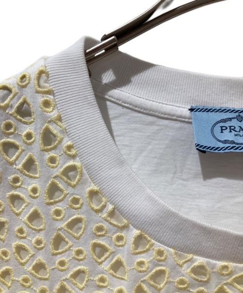 PRADA（プラダ）PRADA (プラダ) カットワークTee イエロー×ホワイト サイズ:Sの古着・服飾アイテム