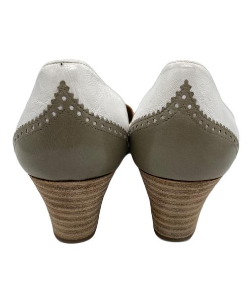 HERMES（エルメス）HERMES (エルメス) バイカラーパンプス ホワイト×グレー サイズ:36 1/2の古着・服飾アイテム