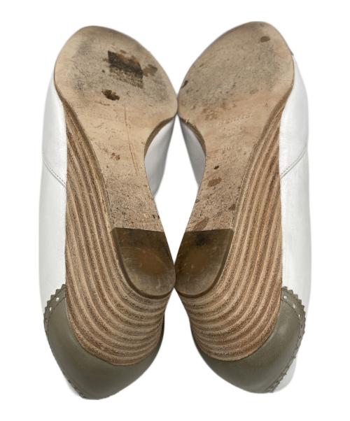 HERMES（エルメス）HERMES (エルメス) バイカラーパンプス ホワイト×グレー サイズ:36 1/2の古着・服飾アイテム