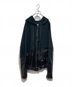 GREG LAURENグレッグローレン）の古着「50/50 Black Leather Zip Hoodie」｜ブラック