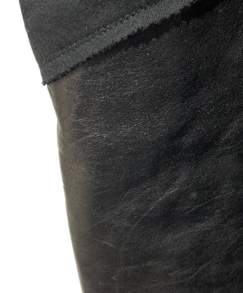 GREG LAUREN（グレッグローレン）GREG LAUREN (グレッグローレン) 50/50 Black Leather Zip Hoodie ブラック サイズ:3の古着・服飾アイテム