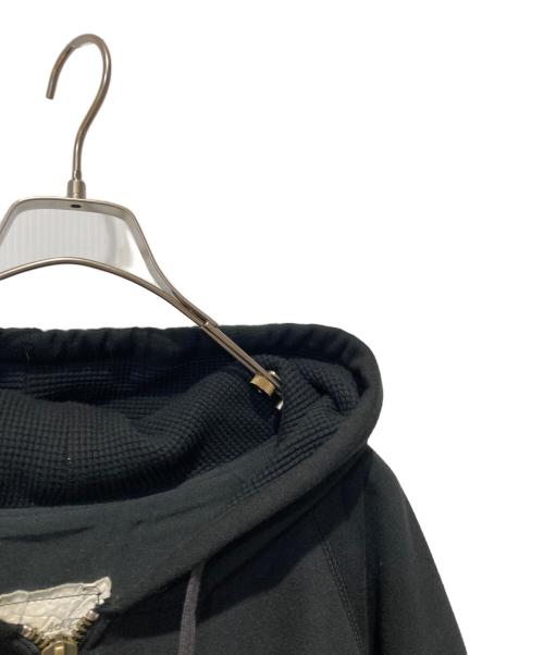 GREG LAUREN（グレッグローレン）GREG LAUREN (グレッグローレン) 50/50 Black Leather Zip Hoodie ブラック サイズ:3の古着・服飾アイテム