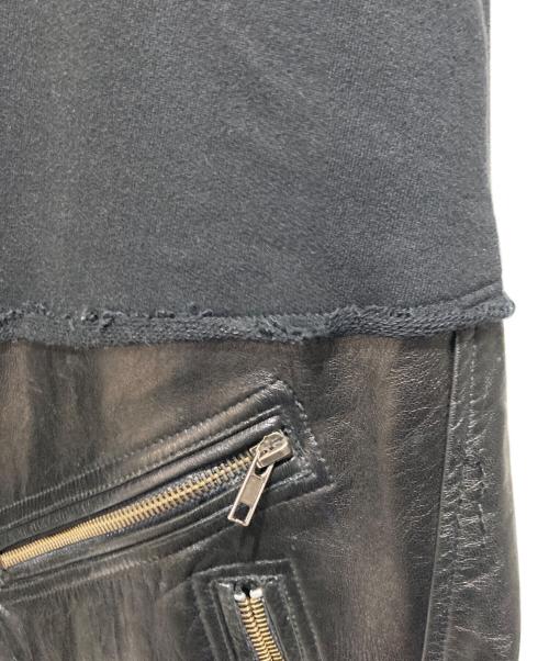 GREG LAUREN（グレッグローレン）GREG LAUREN (グレッグローレン) 50/50 Black Leather Zip Hoodie ブラック サイズ:3の古着・服飾アイテム