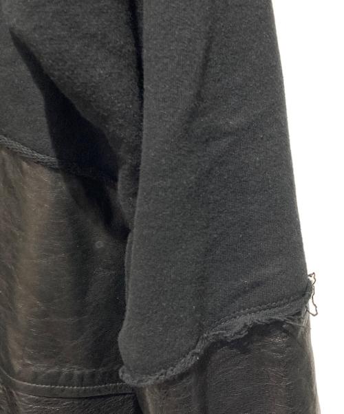 GREG LAUREN（グレッグローレン）GREG LAUREN (グレッグローレン) 50/50 Black Leather Zip Hoodie ブラック サイズ:3の古着・服飾アイテム