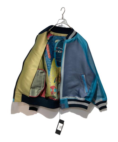 ISSEY MIYAKE（イッセイミヤケ）ISSEY MIYAKE (イッセイミヤケ) TADANORI YOKOO (タダノリヨコオ) コラボ グラフィック ジャケット ブルー サイズ:2の古着・服飾アイテム