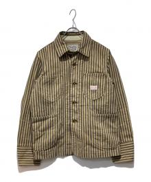 Trophy Clothing（トロフィークロージング）の古着「ヒッコリーカバーオール」｜ブラウン