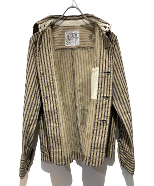 Trophy Clothing（トロフィークロージング）Trophy Clothing (トロフィークロージング) ヒッコリーカバーオール ブラウン サイズ:不明の古着・服飾アイテム