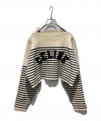 CELINEセリーヌ）の古着「STRIPED KNIT COTTON SWEATER」｜ベージュ×ネイビー