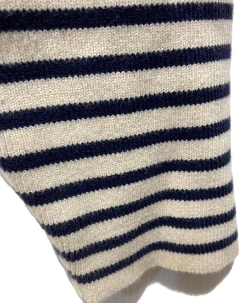 CELINE（セリーヌ）CELINE (セリーヌ) STRIPED KNIT COTTON SWEATER ベージュ×ネイビー サイズ:XSの古着・服飾アイテム