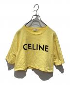 CELINEセリーヌ）の古着「ロゴプリント クロップド クルーネック カットソー」｜イエロー