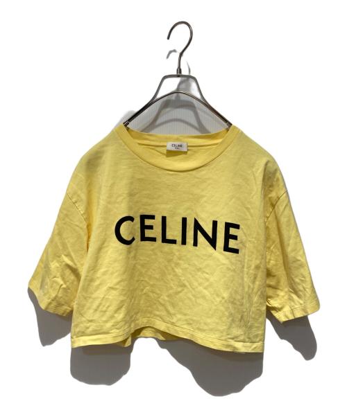CELINE（セリーヌ）CELINE (セリーヌ) ロゴプリント クロップド クルーネック カットソー イエロー サイズ:Mの古着・服飾アイテム