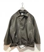 Sea Room lynnシールームリン）の古着「ECOレザーBIGダブルライダースジャケット」｜ブラック