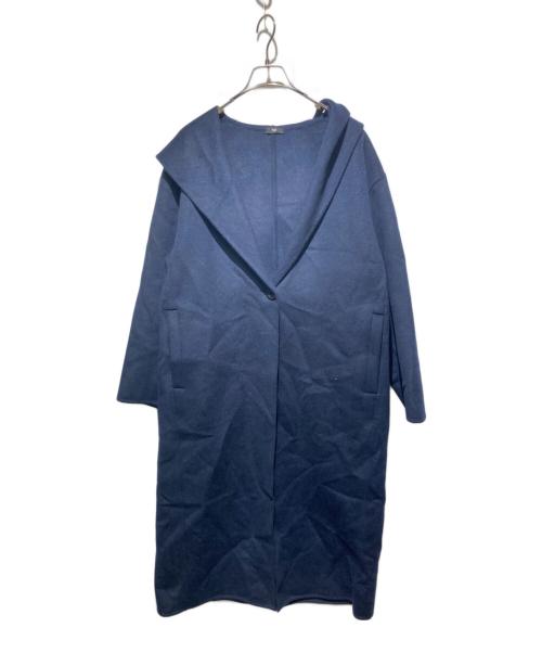 PLST（プラステ）PLST (プラステ) ウールブレンドリバーフーディーロングコート ネイビー サイズ:Ｍの古着・服飾アイテム