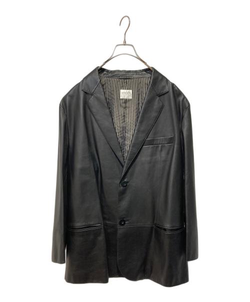 ARMANI COLLEZIONI（アルマーニ コレツィオーニ）ARMANI COLLEZIONI (アルマーニ コレツィオーニ) レザーテーラードジャケット ブラック サイズ:不明の古着・服飾アイテム