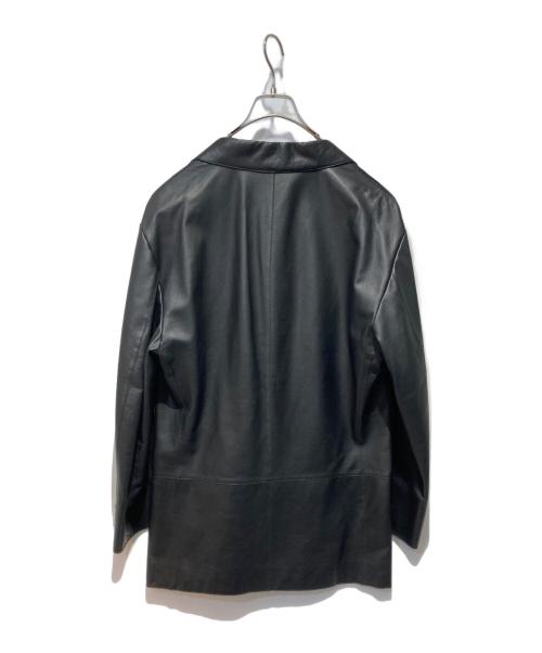 ARMANI COLLEZIONI（アルマーニ コレツィオーニ）ARMANI COLLEZIONI (アルマーニ コレツィオーニ) レザーテーラードジャケット ブラック サイズ:不明の古着・服飾アイテム