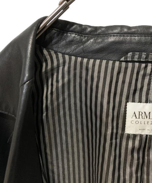 ARMANI COLLEZIONI（アルマーニ コレツィオーニ）ARMANI COLLEZIONI (アルマーニ コレツィオーニ) レザーテーラードジャケット ブラック サイズ:不明の古着・服飾アイテム