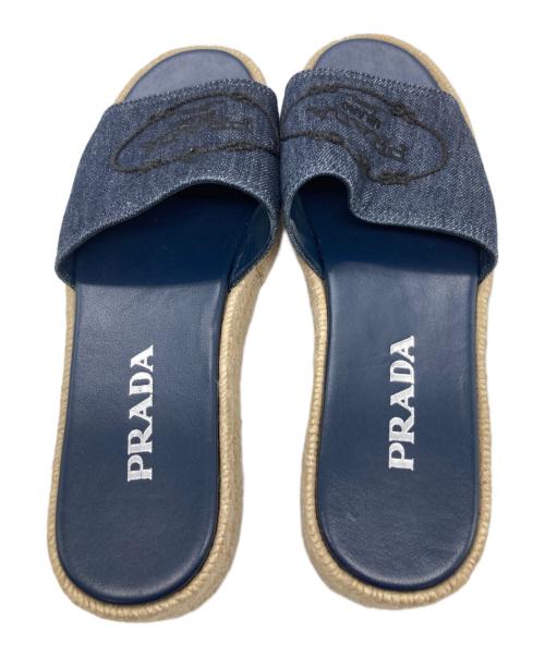 PRADA（プラダ）PRADA (プラダ) デニムエスパドリーユ ネイビー×ベージュ サイズ:SIZE37　1/2の古着・服飾アイテム