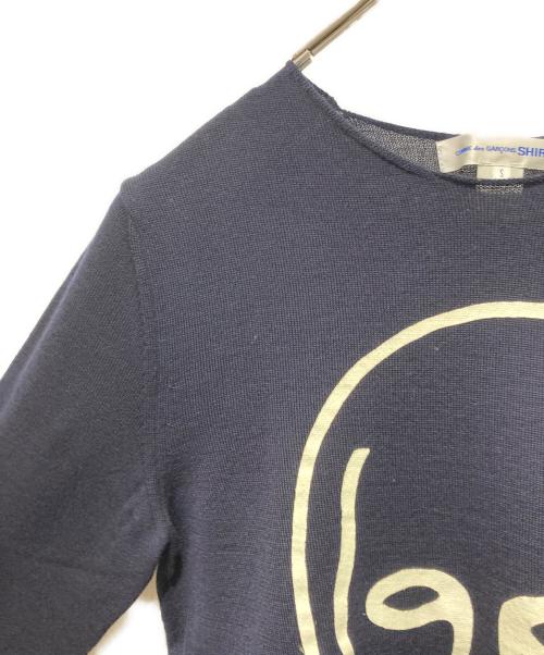 COMME des GARCONS SHIRT（コムデギャルソンシャツ）COMME des GARCONS SHIRT (コムデギャルソンシャツ) プリントニット ネイビー サイズ:Sの古着・服飾アイテム