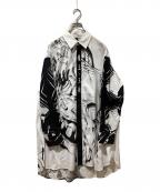 GROUND Yグラウンドワイ）の古着「総柄シャツ」｜ホワイト×ブラック