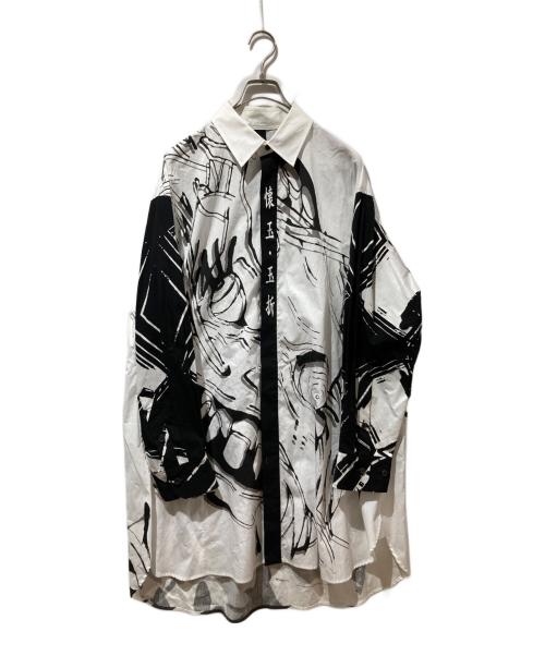 GROUND Y（グラウンドワイ）GROUND Y (グラウンドワイ) 総柄シャツ ホワイト×ブラック サイズ:Freeの古着・服飾アイテム