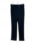 CULLNIクルニ）の古着「Double Satin Slim Pants with Long Belt」｜ブラック