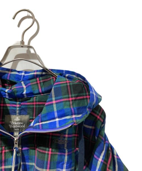 Vivienne Westwood man（ヴィヴィアン ウェストウッド マン）Vivienne Westwood man (ヴィヴィアン ウェストウッド マン) チェックアノラックパーカー ブルー×グリーン サイズ:44の古着・服飾アイテム