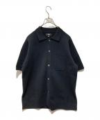 stussyステューシー）の古着「Perforated Swirl Knit Shirt」｜ブラック