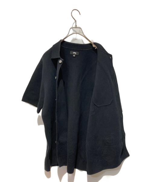 stussy（ステューシー）stussy (ステューシー) Perforated Swirl Knit Shirt ブラック サイズ:Mの古着・服飾アイテム
