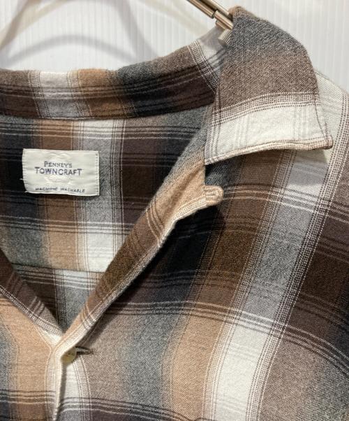 TOWN CRAFT（タウンクラフト）TOWN CRAFT (タウンクラフト) オンブレチェックシャツ ブラウン サイズ:Mの古着・服飾アイテム