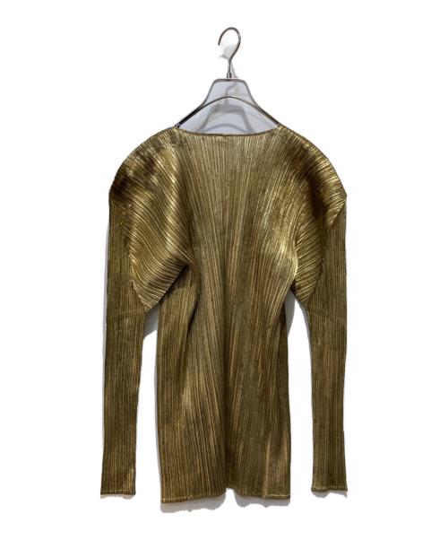 PLEATS PLEASE（プリーツプリーズ）PLEATS PLEASE (プリーツプリーズ) カーディガン ゴールド サイズ:3の古着・服飾アイテム
