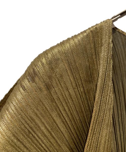 PLEATS PLEASE（プリーツプリーズ）PLEATS PLEASE (プリーツプリーズ) カーディガン ゴールド サイズ:3の古着・服飾アイテム