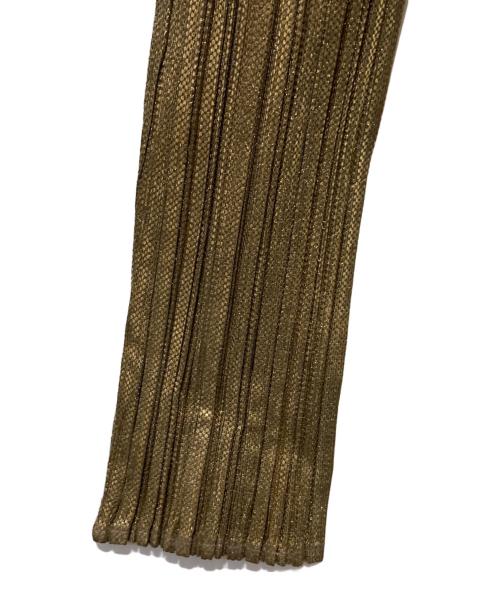 PLEATS PLEASE（プリーツプリーズ）PLEATS PLEASE (プリーツプリーズ) カーディガン ゴールド サイズ:3の古着・服飾アイテム