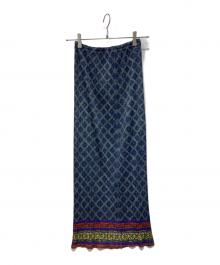 PLEATS PLEASE（プリーツプリーズ）の古着「総柄プリーツスカート」｜ネイビー