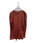 PLEATS PLEASEプリーツプリーズ）の古着「ストライプカーディガン」｜レッド