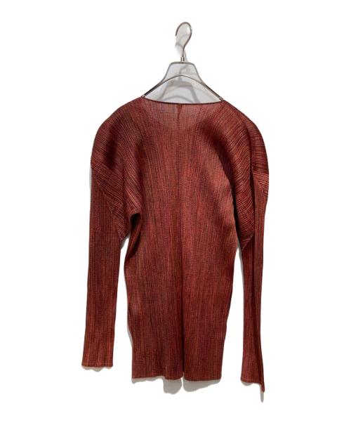 PLEATS PLEASE（プリーツプリーズ）PLEATS PLEASE (プリーツプリーズ) ストライプカーディガン レッド サイズ:4の古着・服飾アイテム